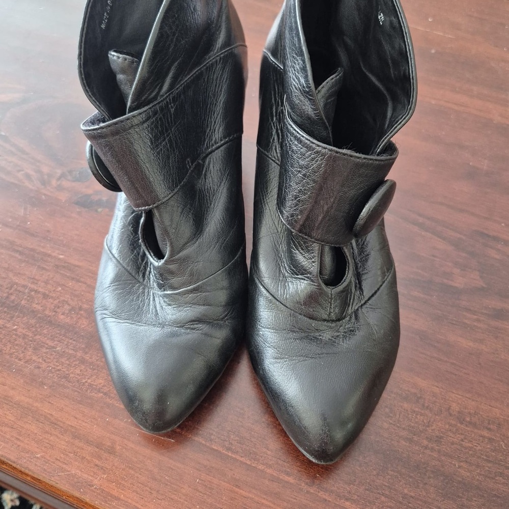 Black Ankle Boots with Pointed Toe and Slouchy Texture